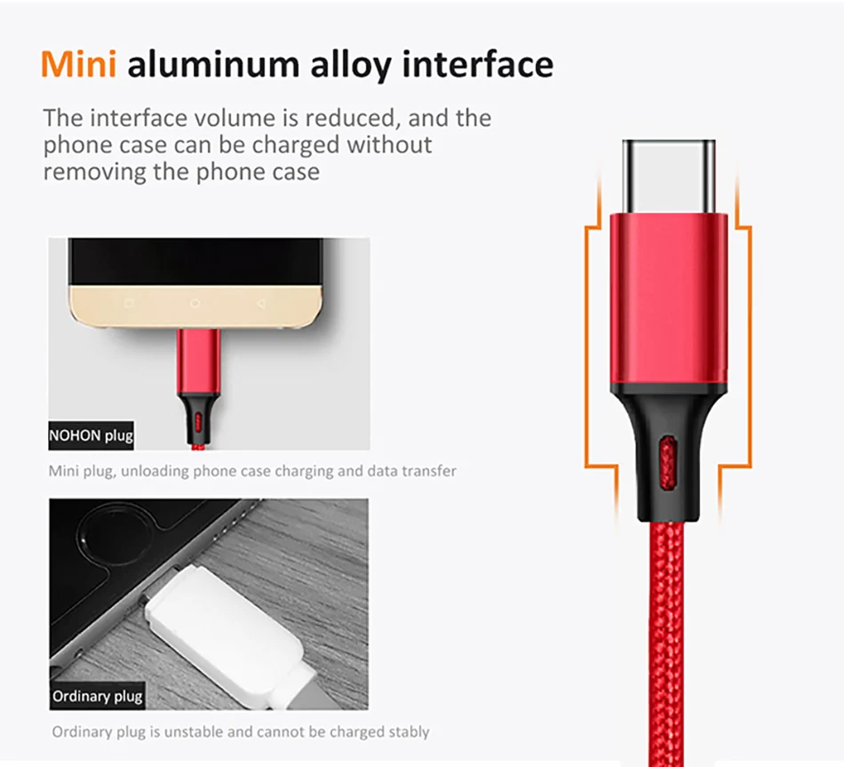 NOHON Тип usb C зарядка кабель синхронизации данных для Xiaomi Mi5 huawei P9 заряд линия для SamSung Gaxaly S8 плюс Примечание 7 заряднеое устройство