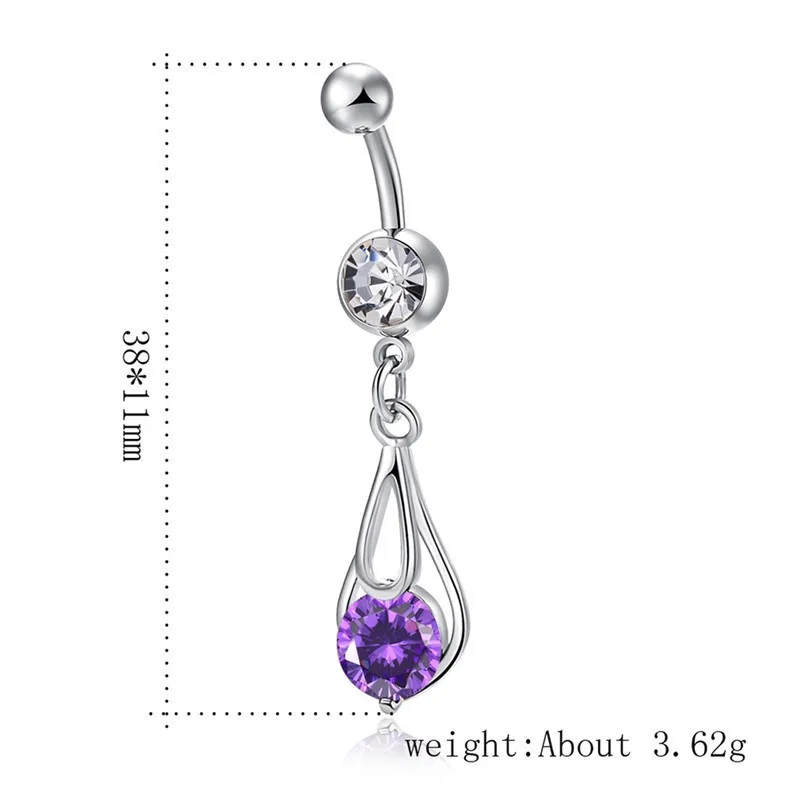 Капля воды Подвеска со стразами пупка Бар кольцо для пирсинга обратный Бары