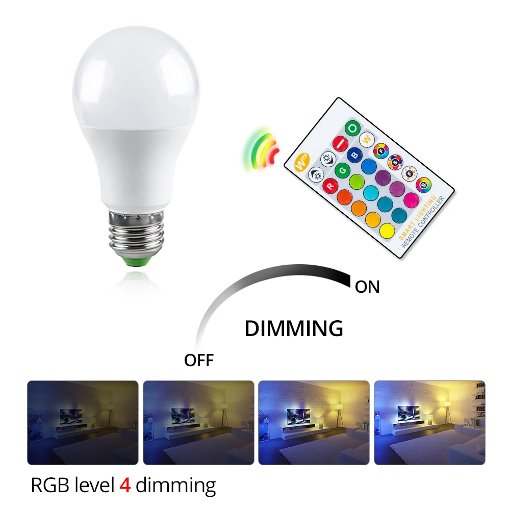 Светодиодная лампа Foxanon E27 RGB 5 Вт с регулируемой яркостью светодиодная лампочка