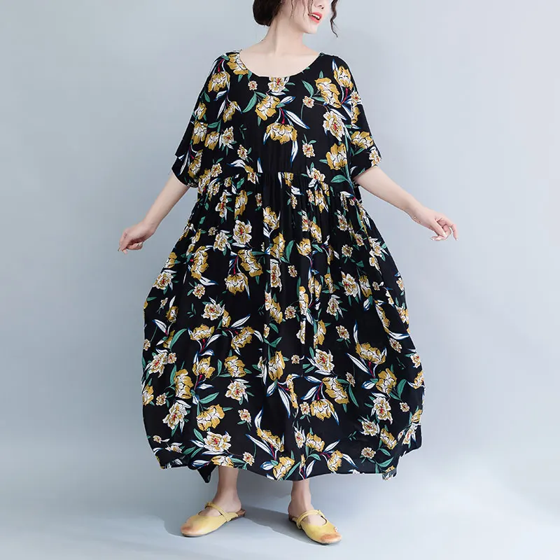 Elegdream женское летнее платье большого размера с модным принтом и большой подошвой