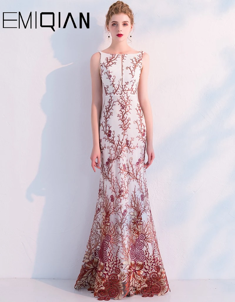 

Mermaid Blue Evening Dresses Lace Evening Gowns Elegant Long Prom Party Dresses Robe De Soiree 2019