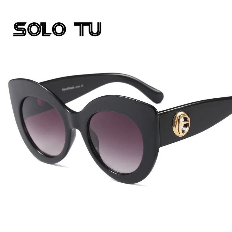 Женские брендовые солнцезащитные очки &quotкошачий глаз&quot с большой оправой ретро