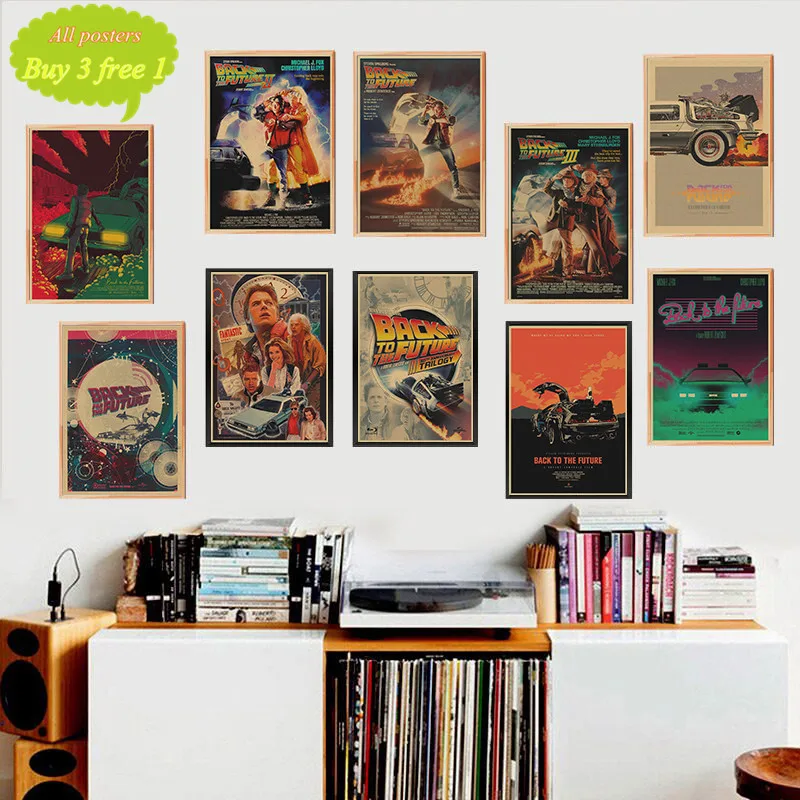 Классический научно фантастический фильм Назад в будущее плакат стиле ретро из