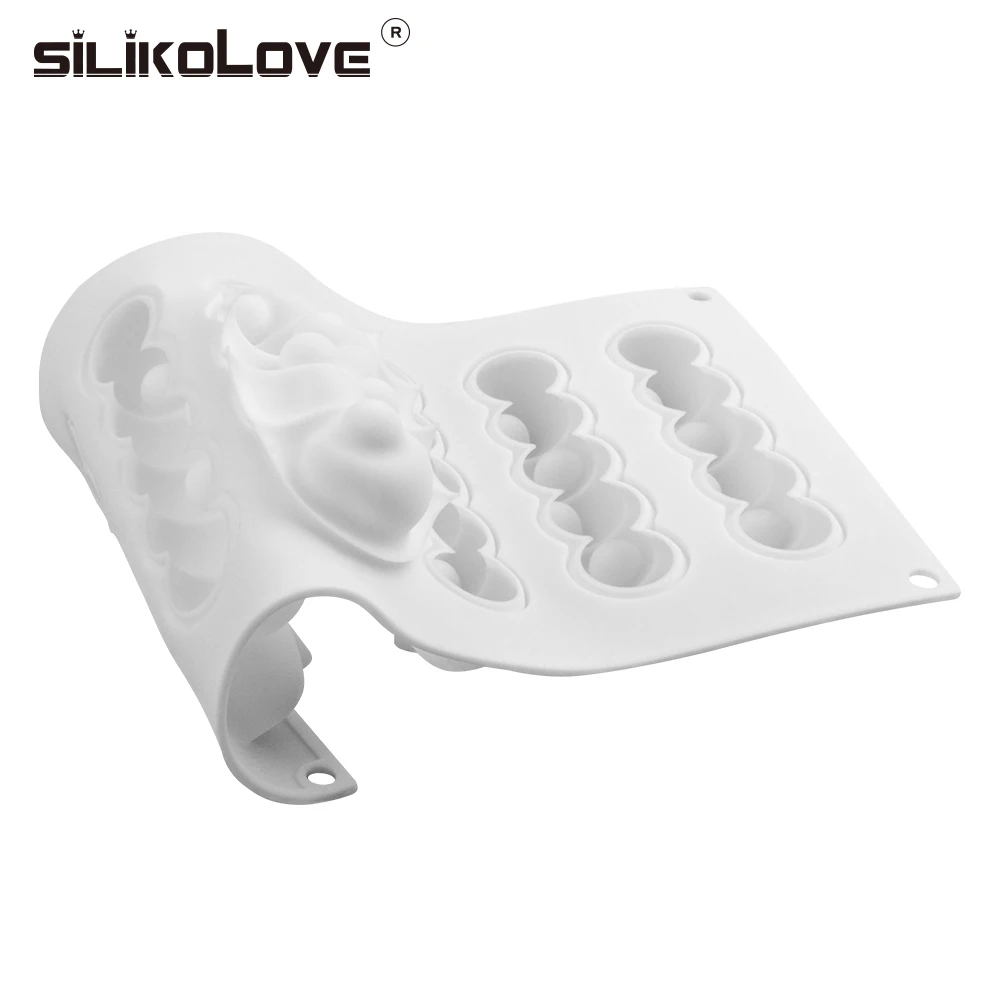 SILIKOLOVE 6 вогнутых шаров длинные полосы-формы силиконовая мышь торт плесень 3d инструменты для выпечки Десерт украшения формы для выпечки для свадьбы