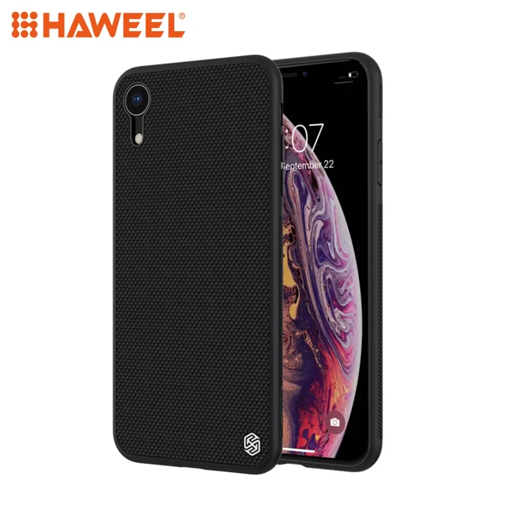 

HAWEEL Phone Case For iPhone XS Max & iPhone XR Business Simple Black Solid Nylon Fiber 3D Textured TPU Case