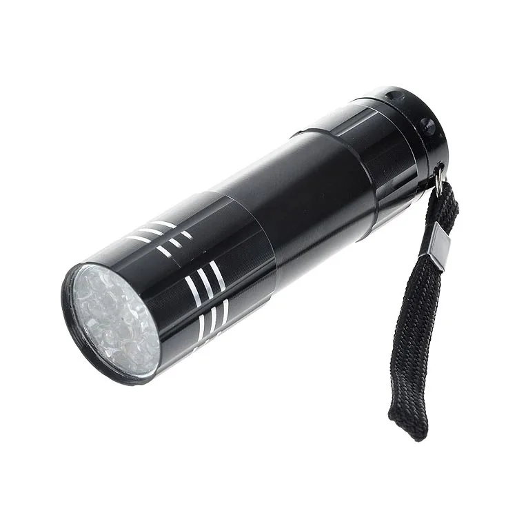 Светодиодная УФ вспышка фиолетового цвета 9 светодиодов 1 режим мини вспыфонарь с