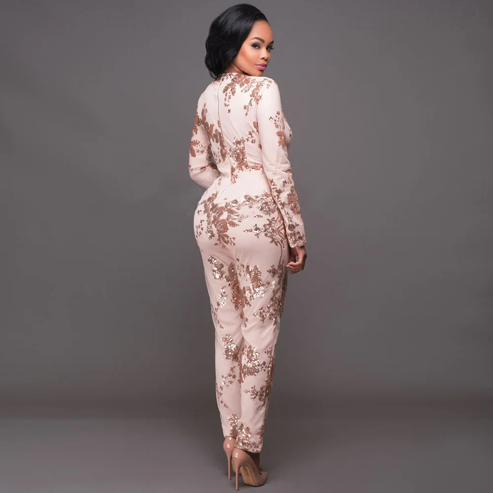 Женский кружевной комбинезон с V образным вырезом и блестками|romper ladys|sequin