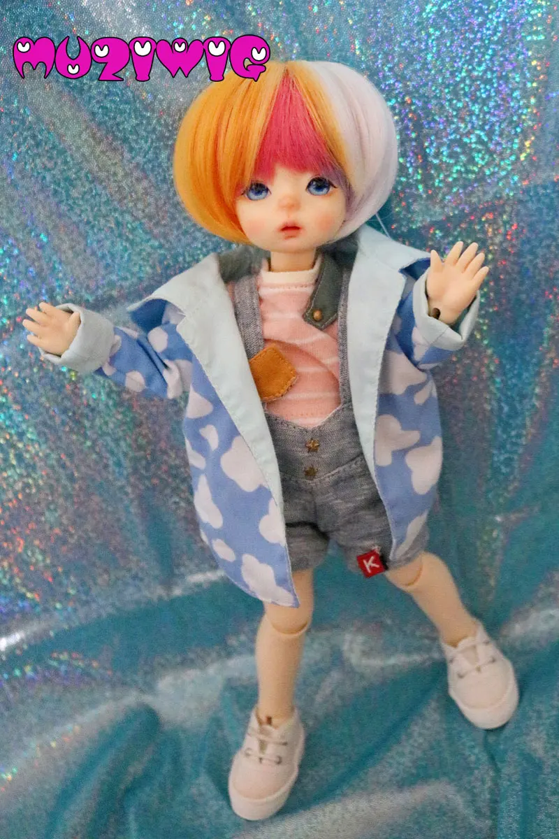 

Free Shipping Bjd Wig 1/3 High-temperature Fiber Synthetic Short Bob Style Colorful Cute Hair Wig On Sale In MUZIWIG