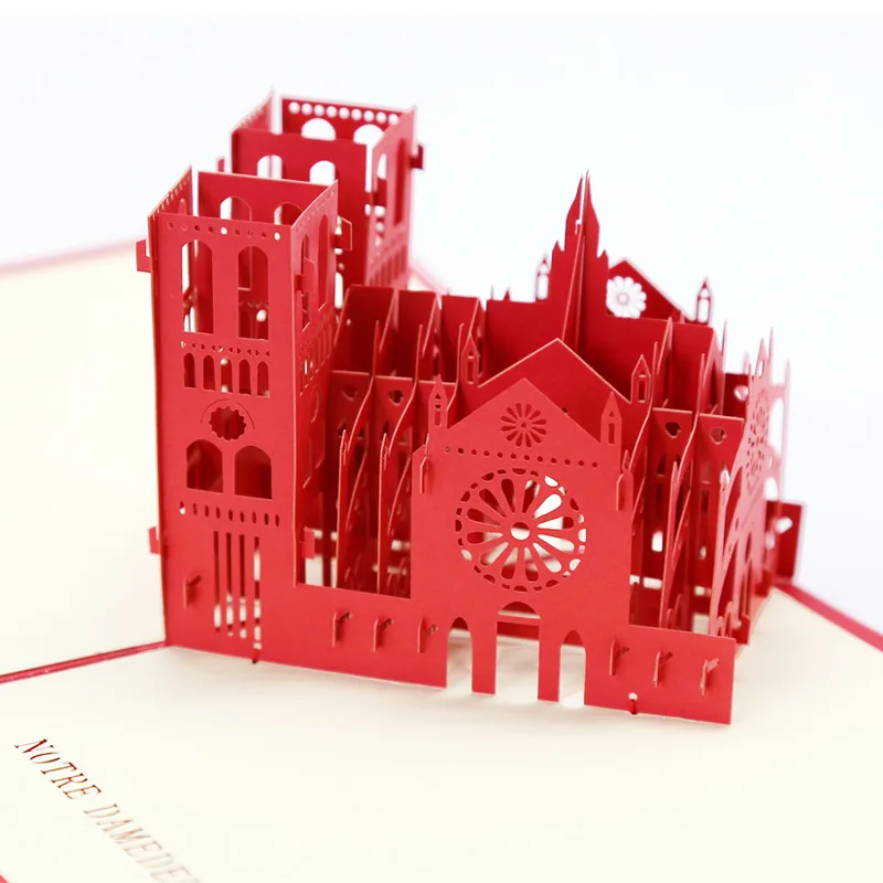 Всплывающие 3D открытки на день рождения, открытки с аттракционами мира, деловые приглашения, подарки для мальчиков, открытки, туристические открытки для папы-бойфренда - Цвет: Notre Dame de Paris3