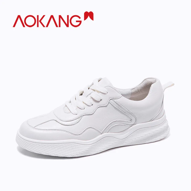 Женская обувь AOKANG Белые Повседневные кроссовки на платформе для ношения улице 2019