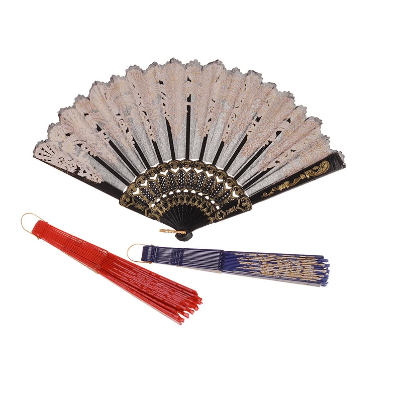5 шт. Китайский Японский Ручной Веер винтажный пластиковый Шелковый кружевной