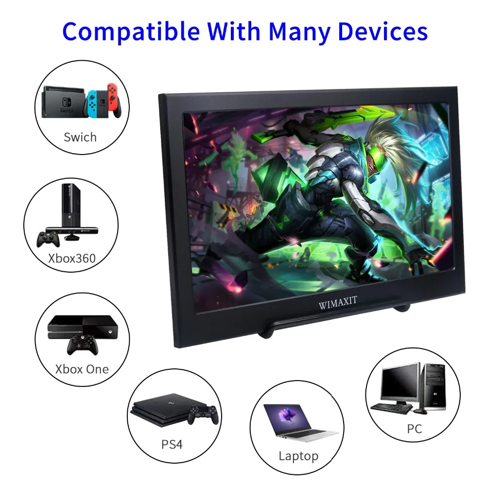 WIMAXIT M1160S портативный монитор 12 дюймов 1920X1080 16:9 дисплей Питание от USB HDMI монитор ультра-тонкий двойной колонки для PS3/PS4/PC