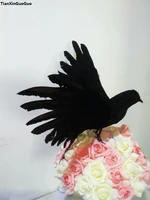 halloween decorationlarge 30x45cm black crow spreading wings bird hard model foamfeathers crow bird propcraft s1279