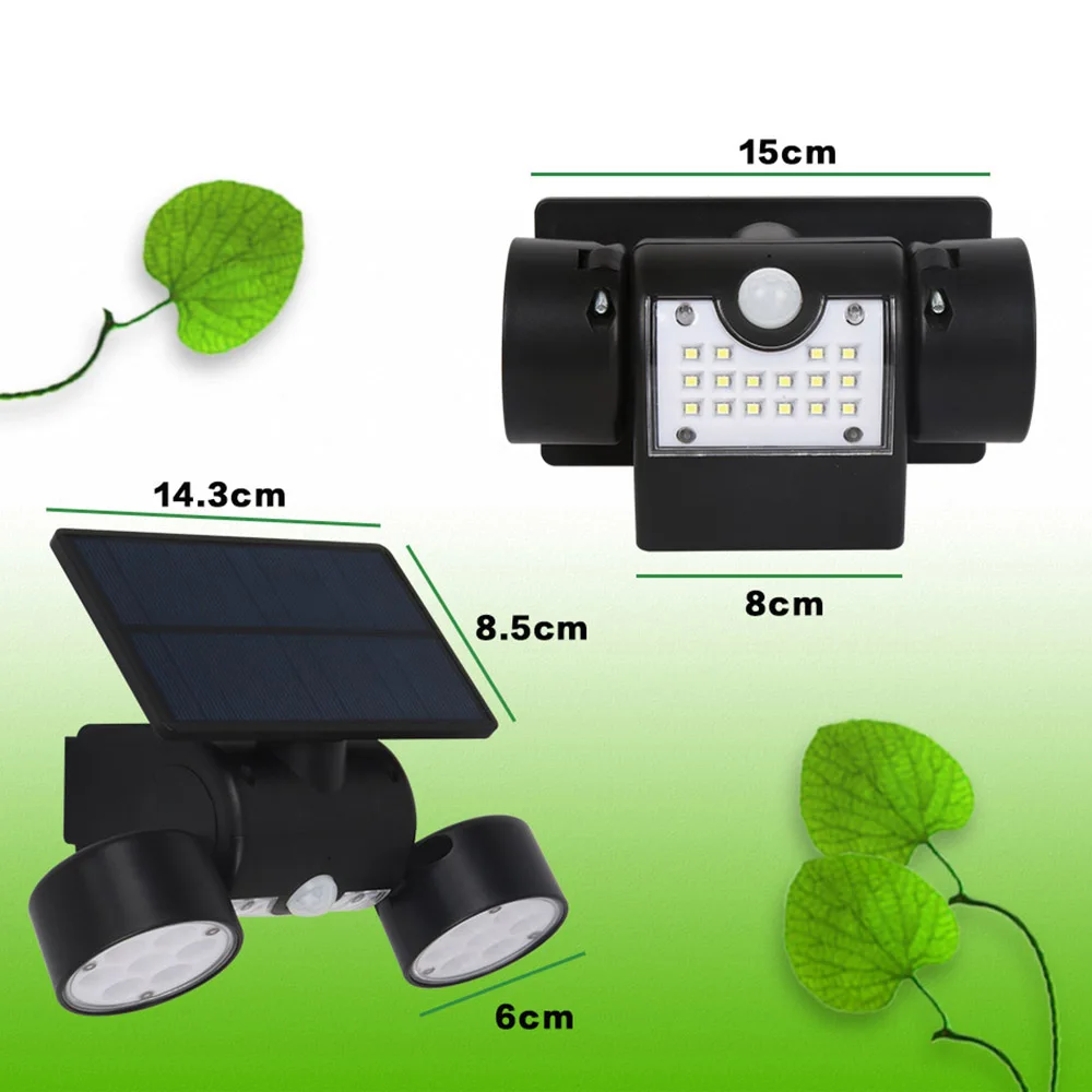 

2019 Hot 30LED Dual Head Solar Light Sensor Spotlight Waterproof Outdoors Solar Garden Light Super Bright Yard Flood solar Lamp