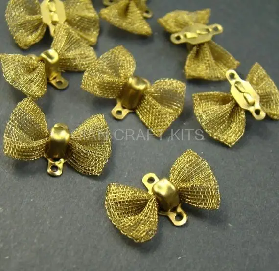 

80pcs metal charms Bow tie pendants connector for necklace bracelets jewelry making 15mm Brass Netsh Bow Charms