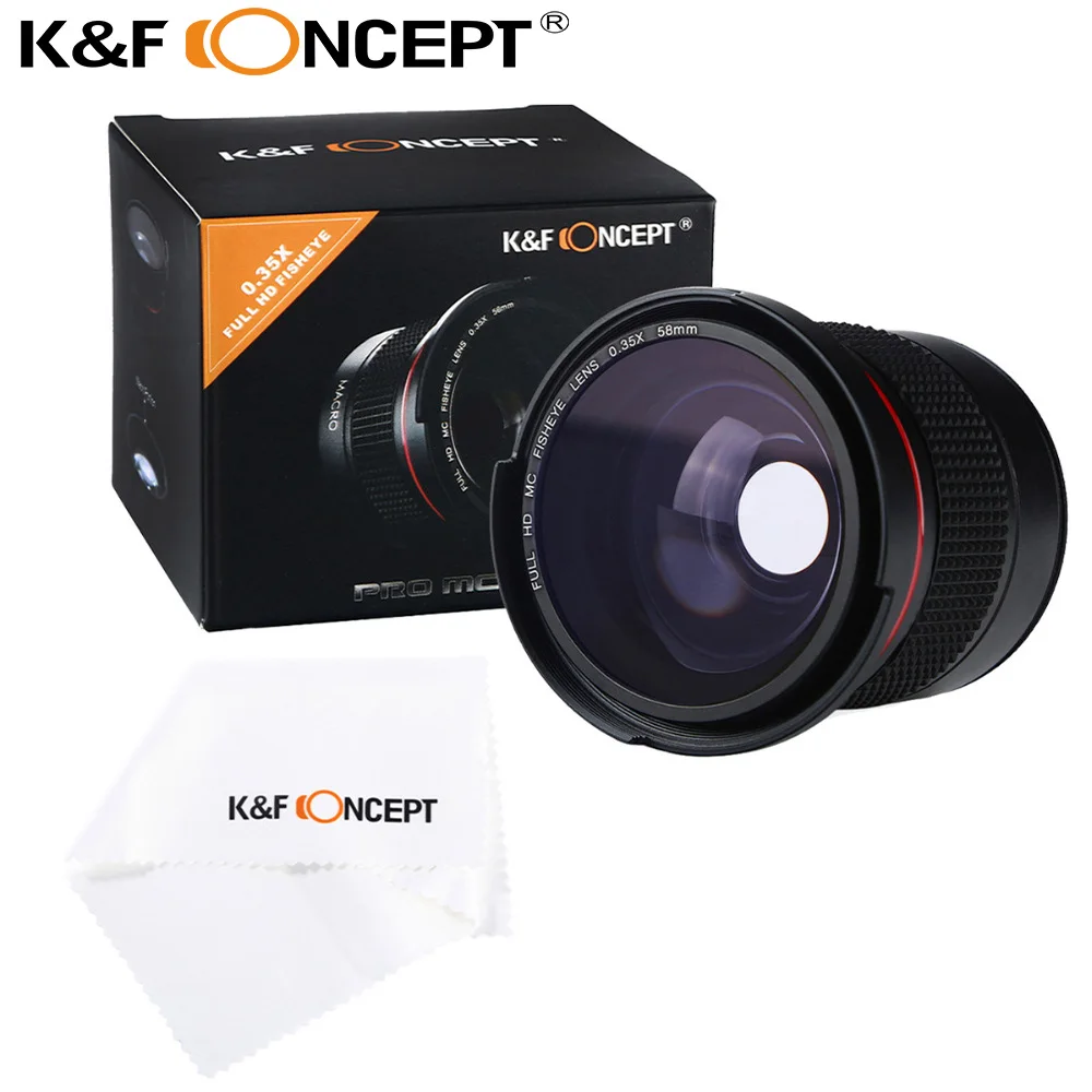 K & F Concept 58 мм 0.35X Ультра прозрачная синяя пленка с покрытием Рыбий глаз объектив +