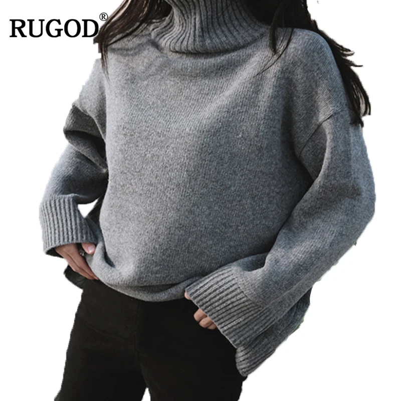 RUGOD новый Корейский водолазка кашемировый свитер осень зима толстый теплый