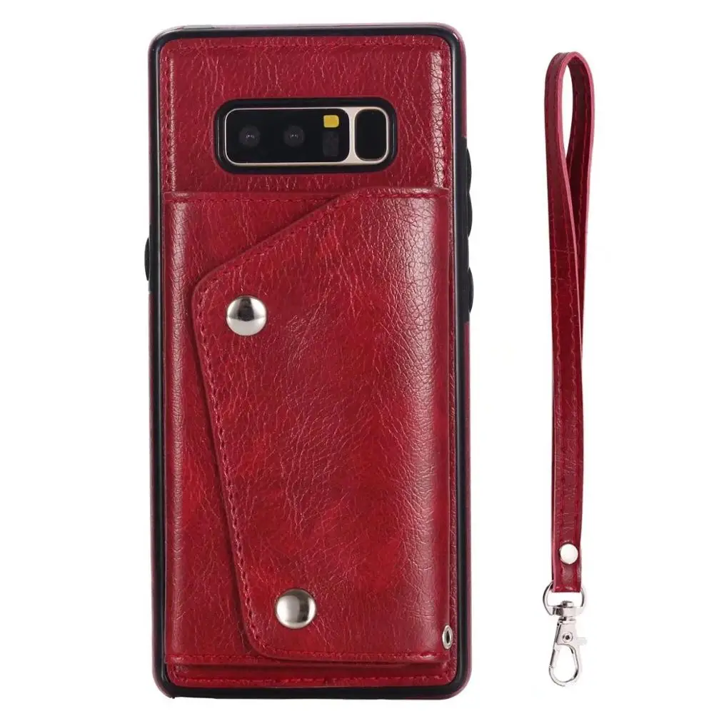 KISSCASE PU Leather Case For Samsung Galaxy S9 S8 Plus S7 Edge Note 9 8 Retro Phone Cases For Samsung S8 S9 Plus Wallet Cover - Цвет: Red