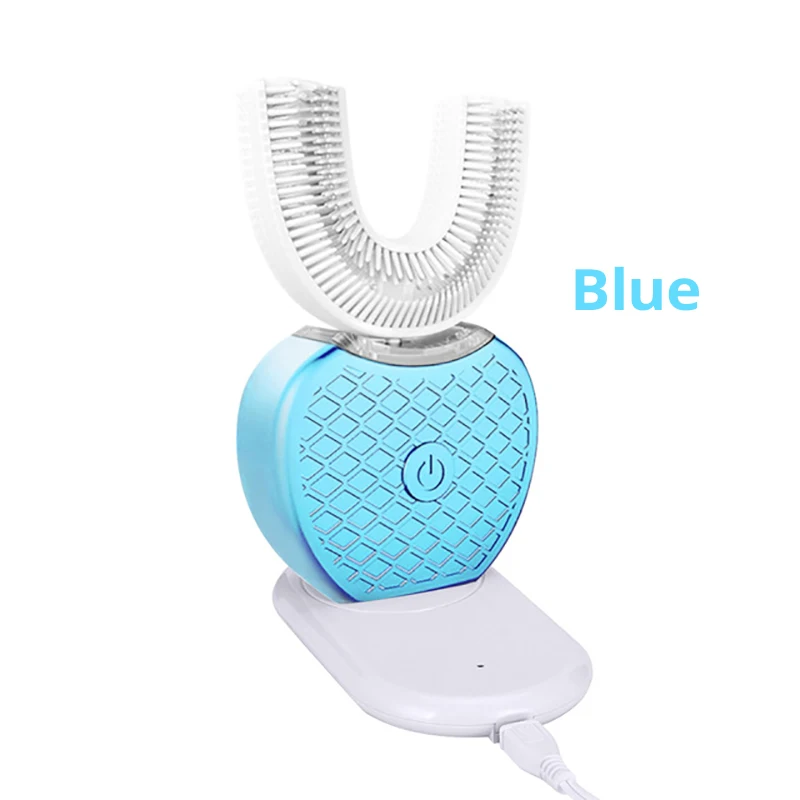 Blue V Белая автоматическая электрическая зубная щетка 360 градусов ультразвуковая вибрационная электрическая зубная щетка для отбеливания зубов инструмент для красоты - Цвет: Blue