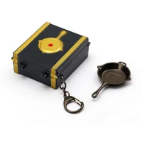 battleground game jewelry keychain treasure box holder metal pubg pan keyring for men car accessory 2pcs set