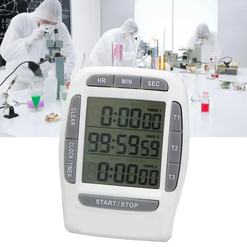 

Multifunctional Kitchen Cooking Timer 3 Display Channels Electronic Countdown Function Timers Time Counting Device #0528