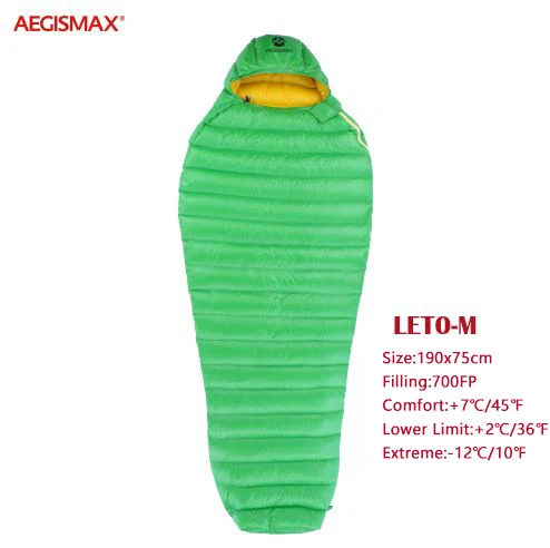 LETO M Green Новинка, AEGISMAX,, поступление, LETO, спальный мешок, водоотталкивающий, белый гусиный пух, Мумия, Сверхлегкий, сплайсинг, для походов, кемпинга, 700FP - Цвет: LETO M Green