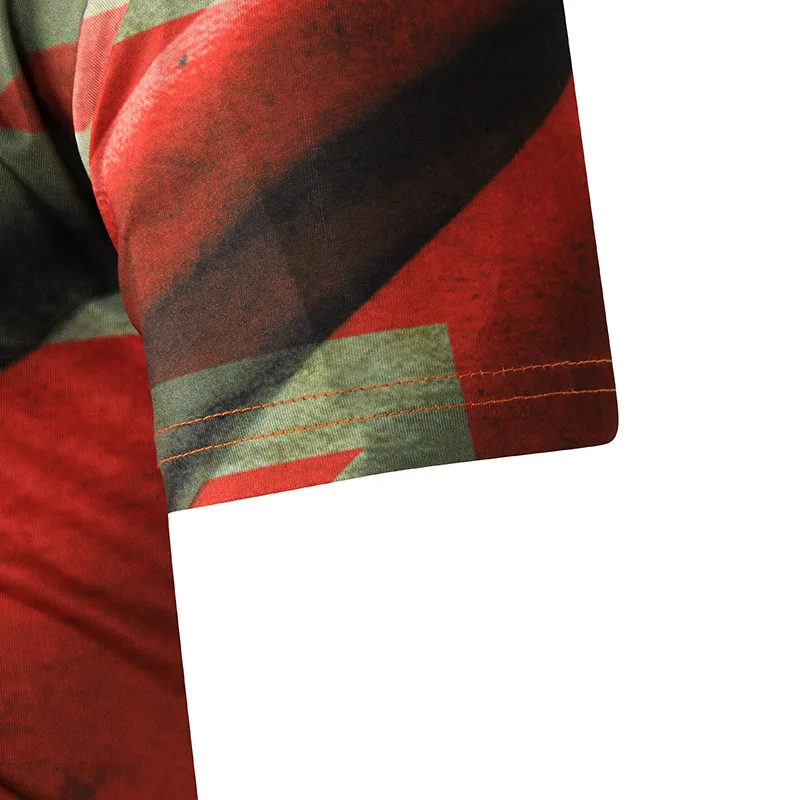 2017 Лето Мужская Новый Европейский Код Флаг Печати Повседневная Тонкий Моды С