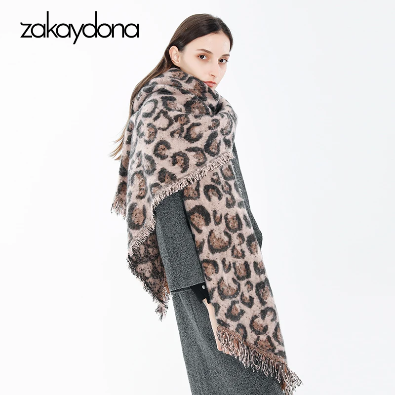 Zakaydona 2018 зимний шарф женский леопардовый длинный платок Мягкий теплый