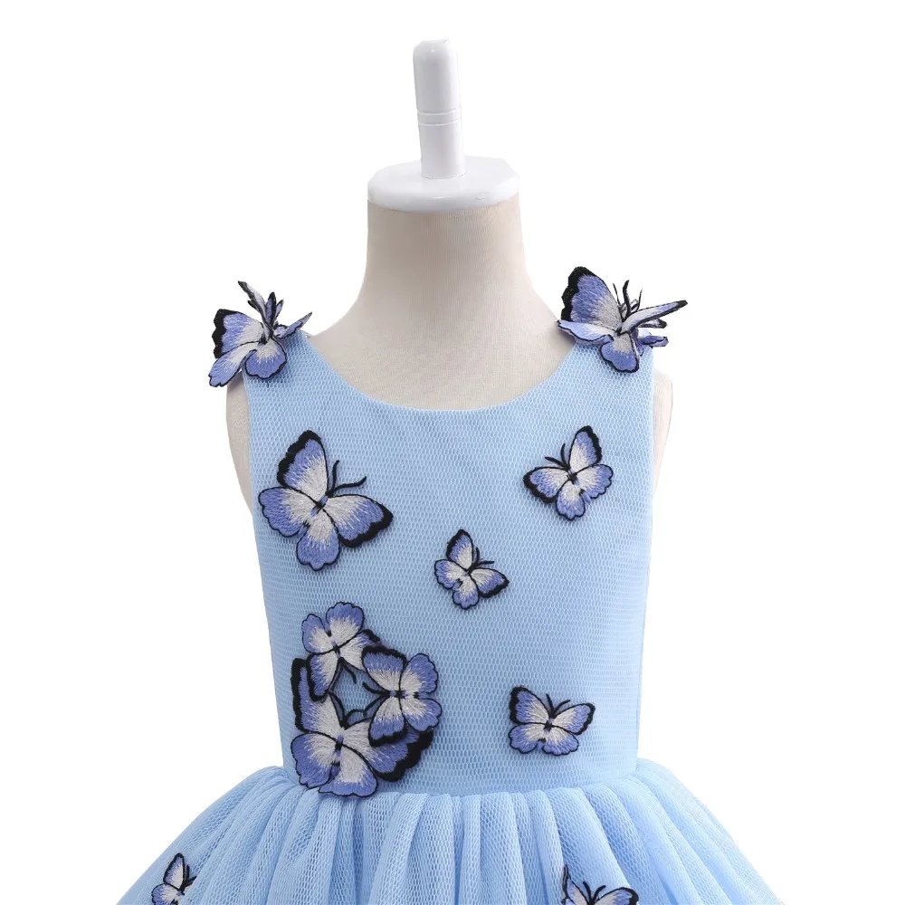 

ANTI Navy Blue Flower Girl Dress For Girl First Communion Eucharist Wedding party Princess Lace Dress With Butterfly Applique