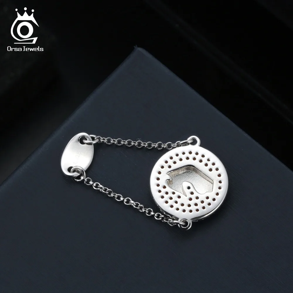 ORSA JEWELS, одноцветное, 925 пробы, серебряное, для женщин, шахматы, тематические кольца, AAA кубический циркон, модная, круглая цепочка, кольцо на палец, ювелирное изделие SR108