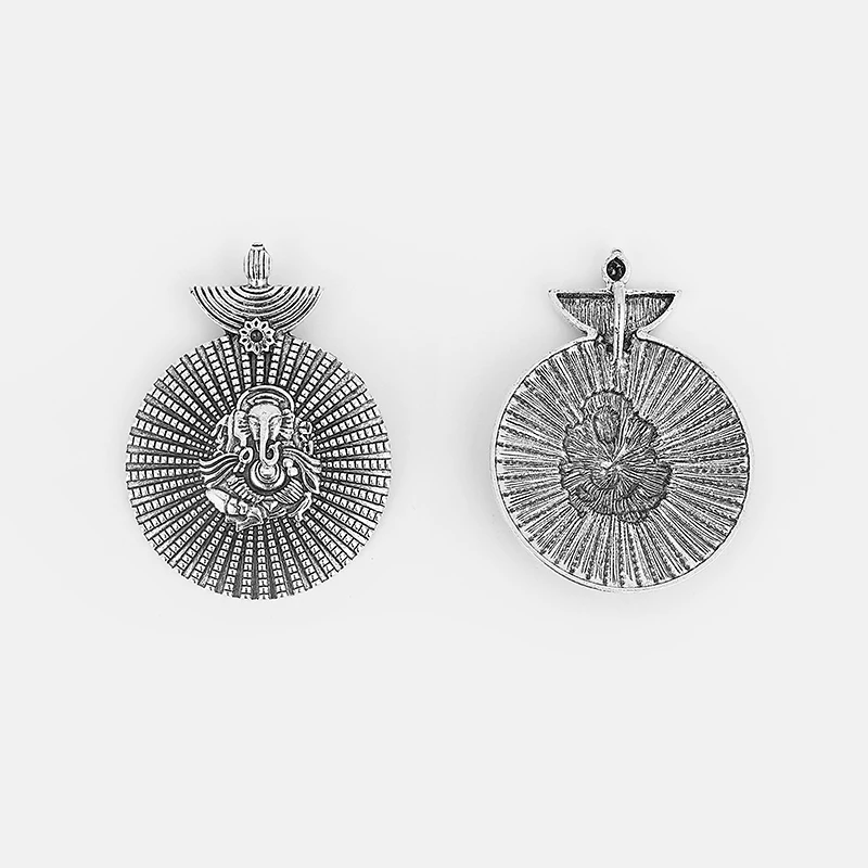 2pcs Antique Silver Indian Ganesha Elephant God Pendant for Necklace Jewelry Findings Accessories 65x49mm | Украшения и