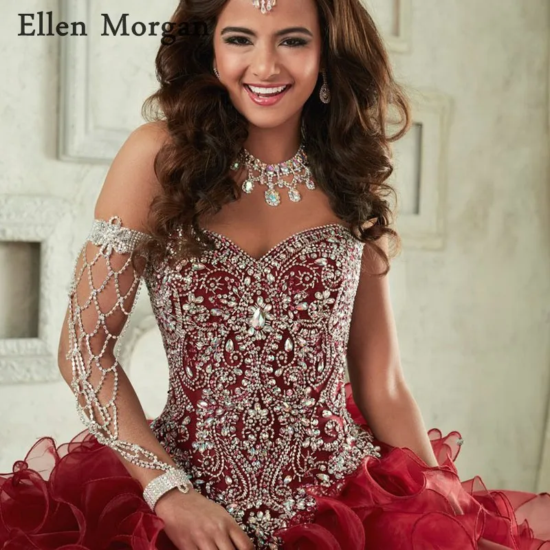 Элегантные бордовые платья Quinceanera с фрисками 2019 реальные изображения
