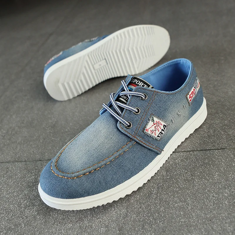 2018 New Men's Flats Summer Autumn Casual Breathable Blue Denim Shoes Mens Fashion Mesh Comfortable Lace-up Free Shipping | Обувь