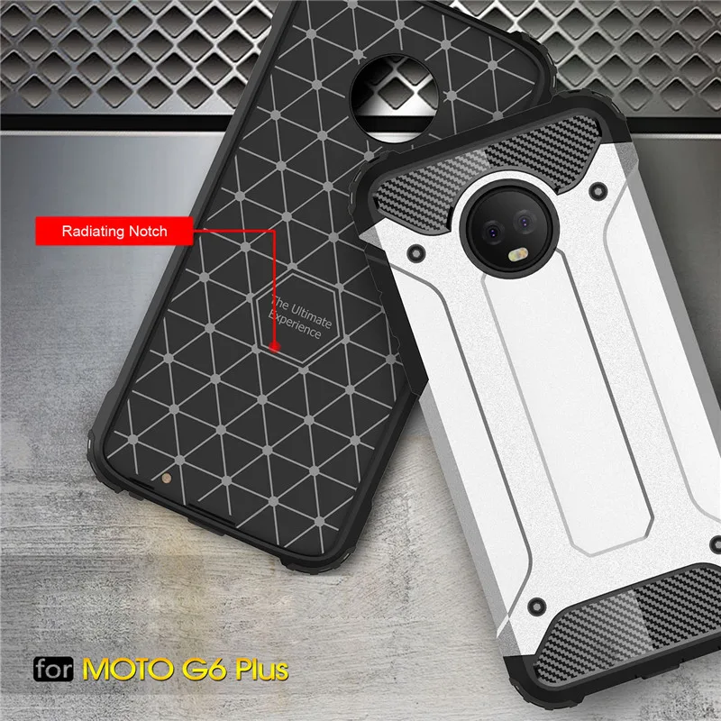 Для Motorola Moto G6 Plus силиконовой резины двойной слой гибридный жесткий Броня