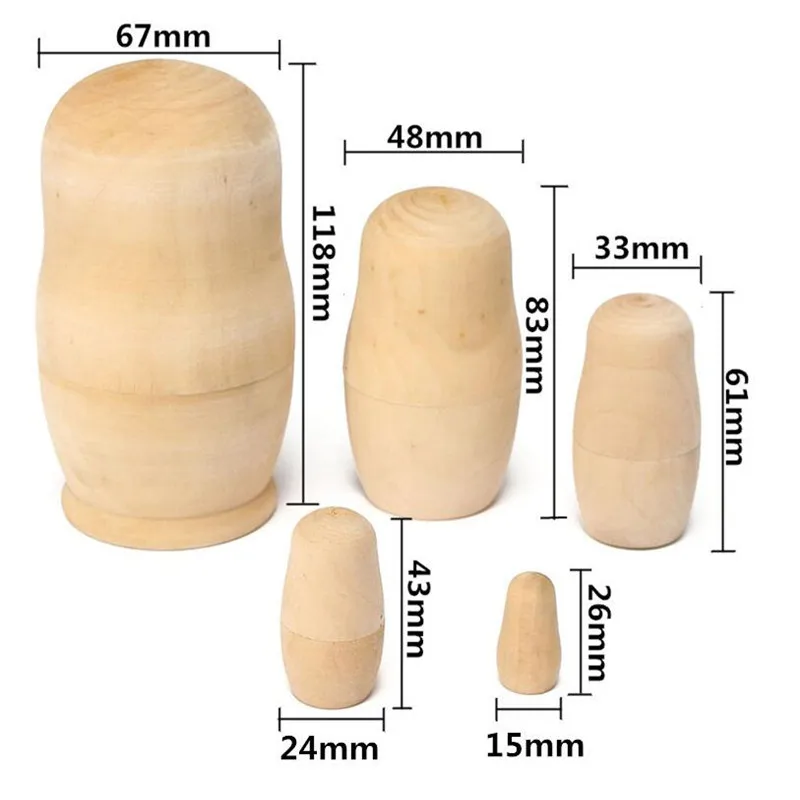 Blank Dolls (5Pcs) 1XSet деревянная матрешка, кукла-матрешка ручной работы, русские куклы, игрушка для детей, для девочек, рождественские подарки, украшение для дома, 6 стилей - Цвет: Blank Dolls (5Pcs)