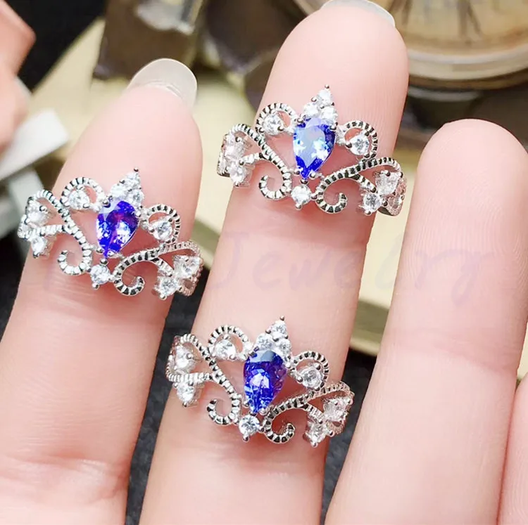 Мужское и женское кольцо в форме короны из натурального настоящего циркония с