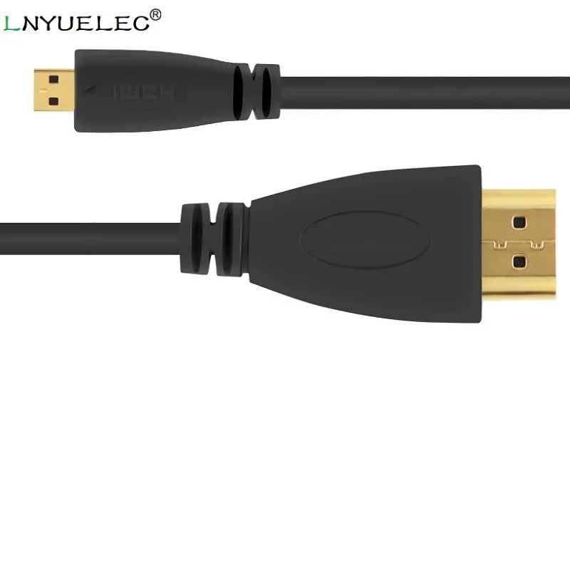 Кабель MICRO HDMI в LNYUELEC 0 5 м 1 2 3 с Ethernet позолоченный для сотовых телефонов win8 4k x 2k 3D PS3
