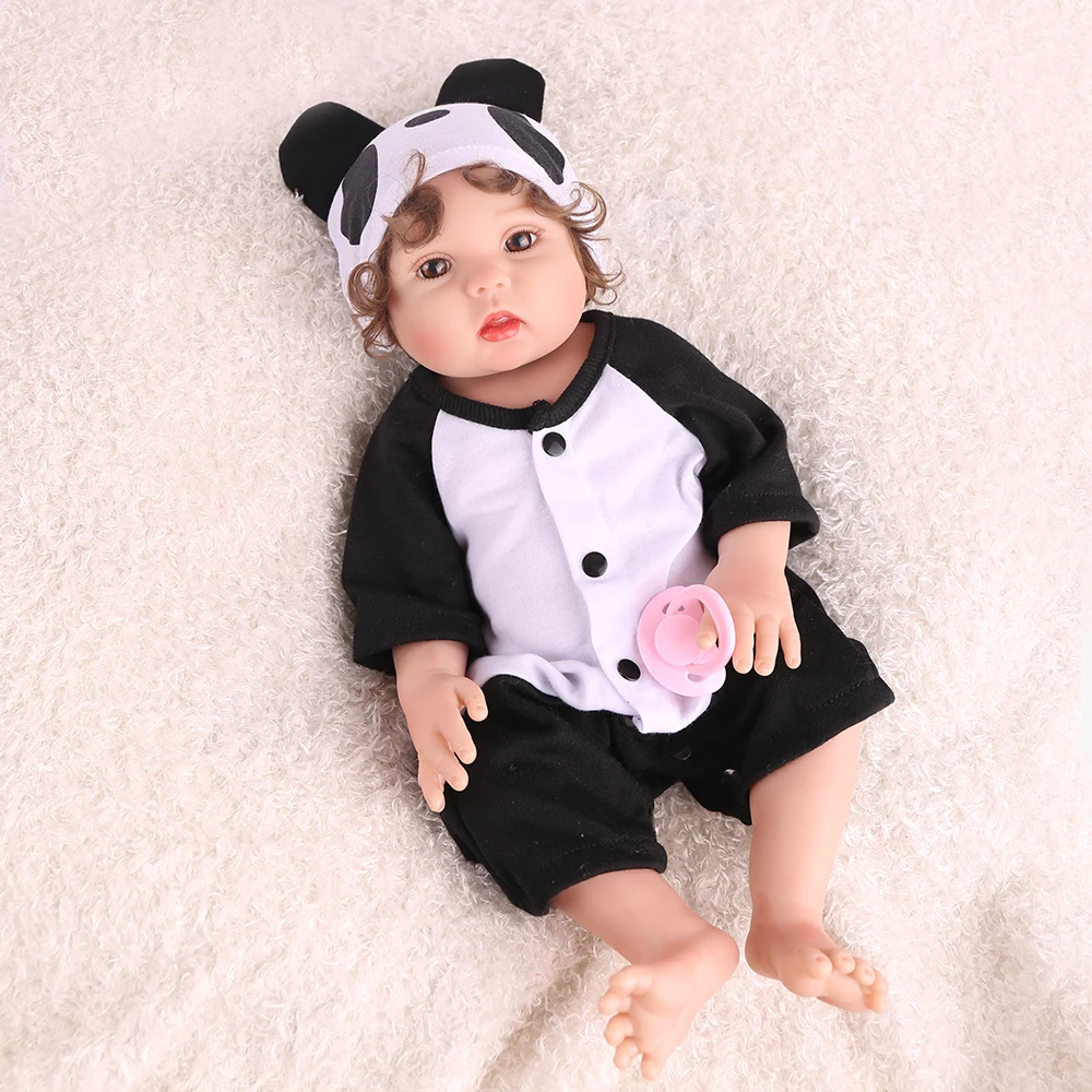 NPKDOLL 17 дюймов полный силиконовые Reborn Baby реалистичные живой девушка кукла для ванной игрушки милые Bebe Boneca вьющиеся волосы menina подарок на День Рожде