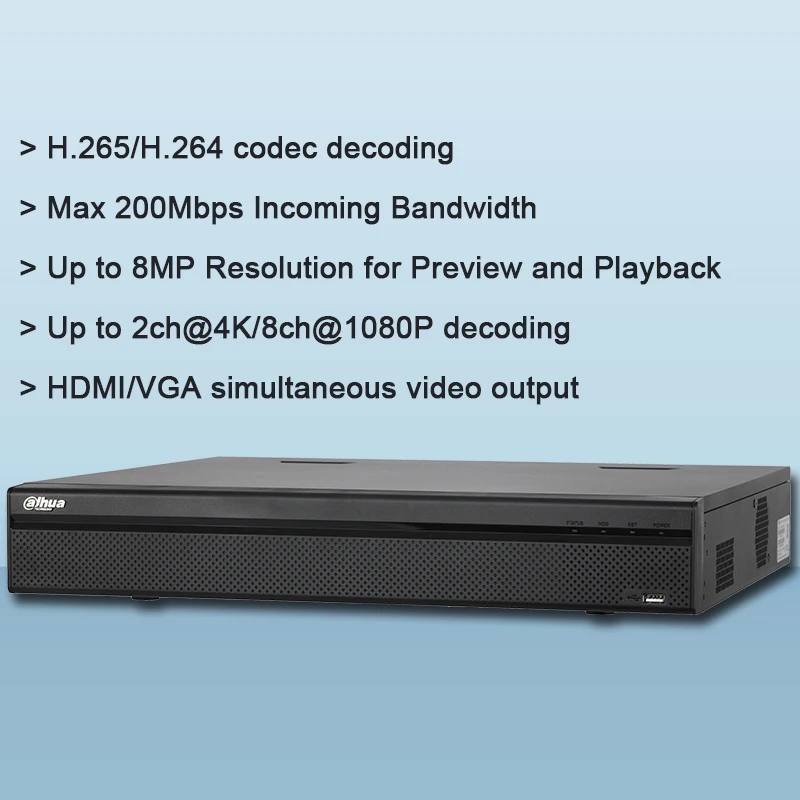 Original Dahua 16CH 32CH NVR4416-4KS2 NVR4432-4KS2 4K&ampH.265 Lite Network Video Recorder with HDMI/VGA simultaneous video output |