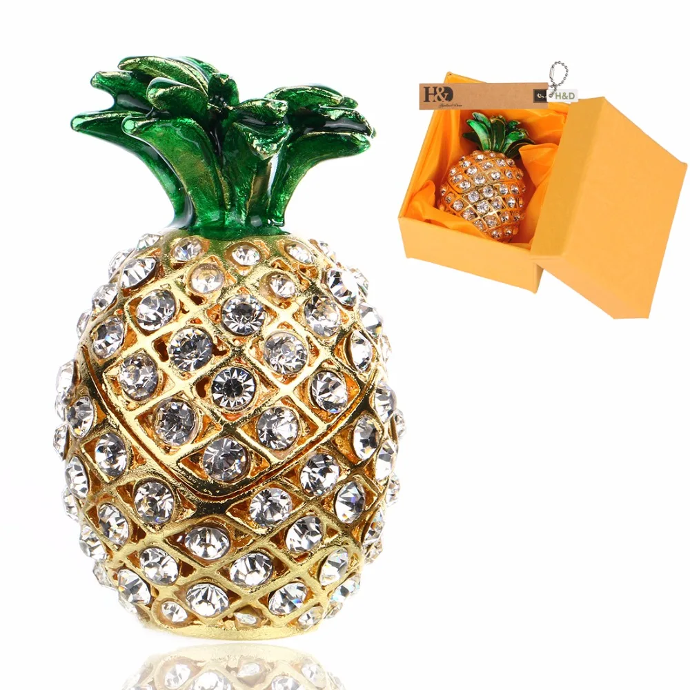 H& D подарки для мамы Bejeweled ананас безделушка коробка ручная роспись Коллекционные Фигурки с кристаллами для дома Свадебный декор