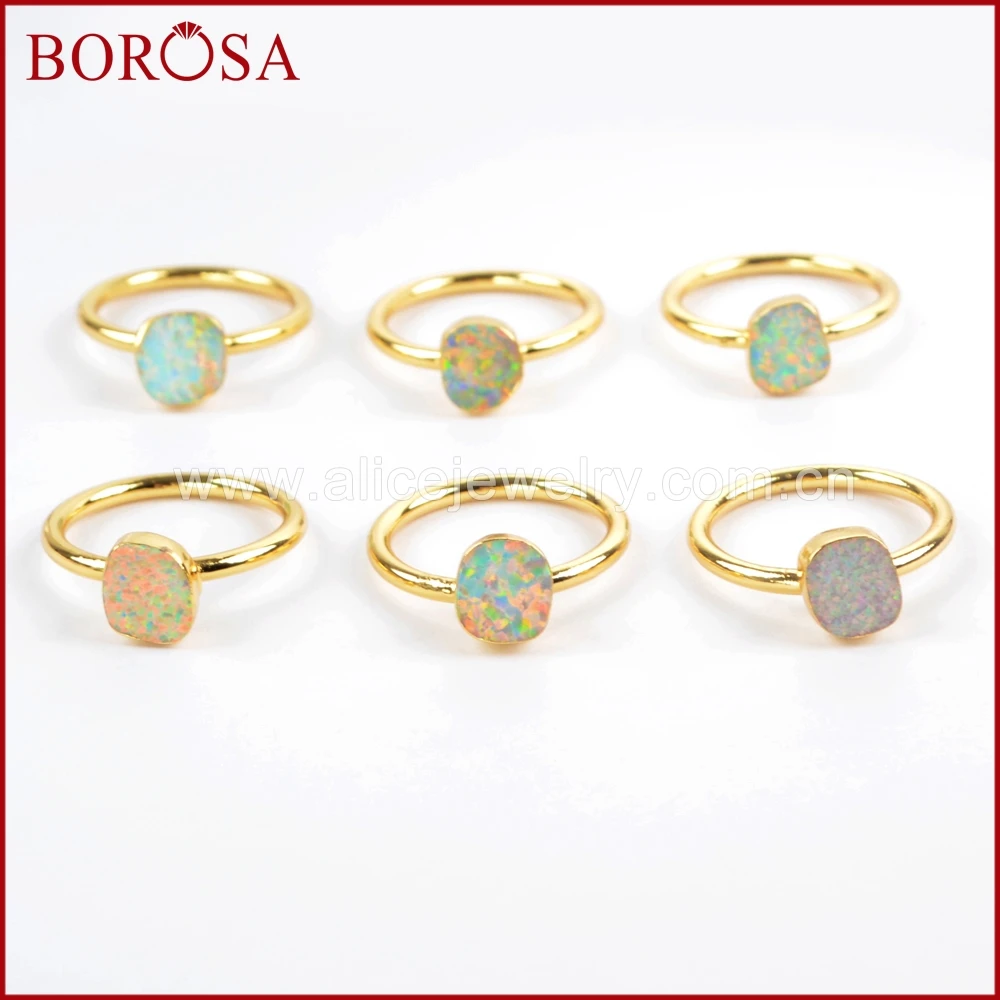 BOROSA 5/10 шт опт Золото Цвет Новый произвольной формы белый японский опал кольца