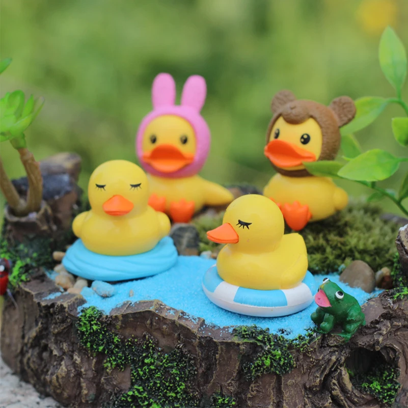 4 шт. Террариум Декор Симпатичные Желтая утка миниатюрные фигурки DIY Craft Экология