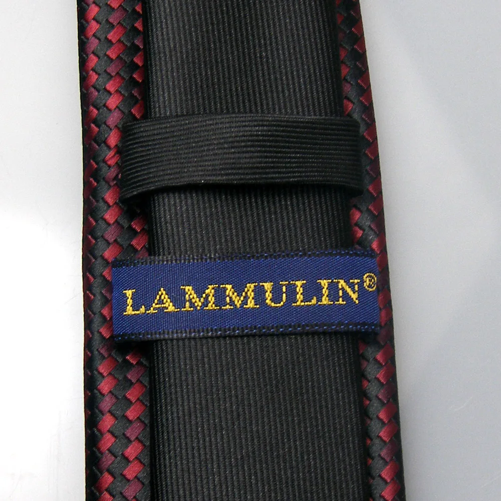Мужской галстук LAMMULIN черный контрастный бордовый красный с черной клеткой