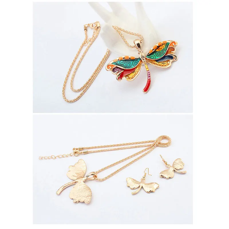 Стрекоза ожерелье эмаль кулон цинковый сплав пластина Новинка 2017 модный набор