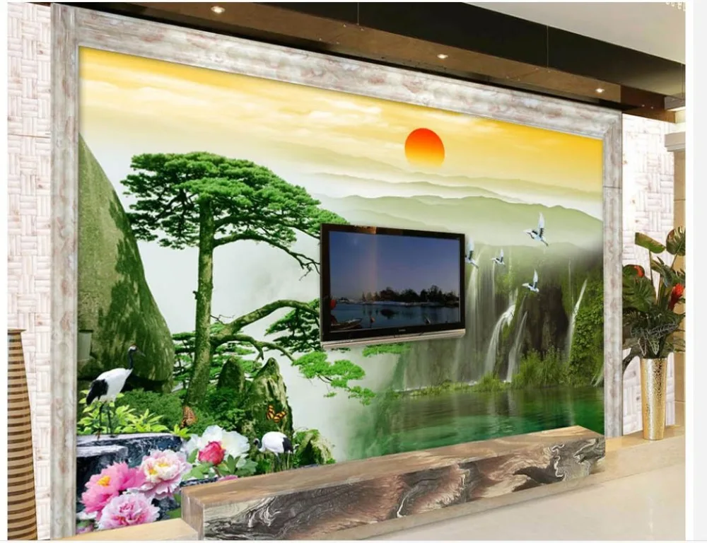 3d фото на заказ настенный бумажный журавль приветственная песня пейзаж обои