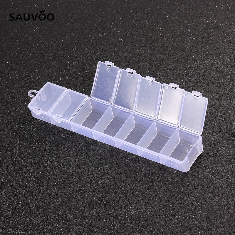SAUVOO 1pcs Small Plastic 7 Slots Rectanglar Box Case Organizer Storage for Beads Jewelry Findings Stud Earring Holder F2933 | Украшения и