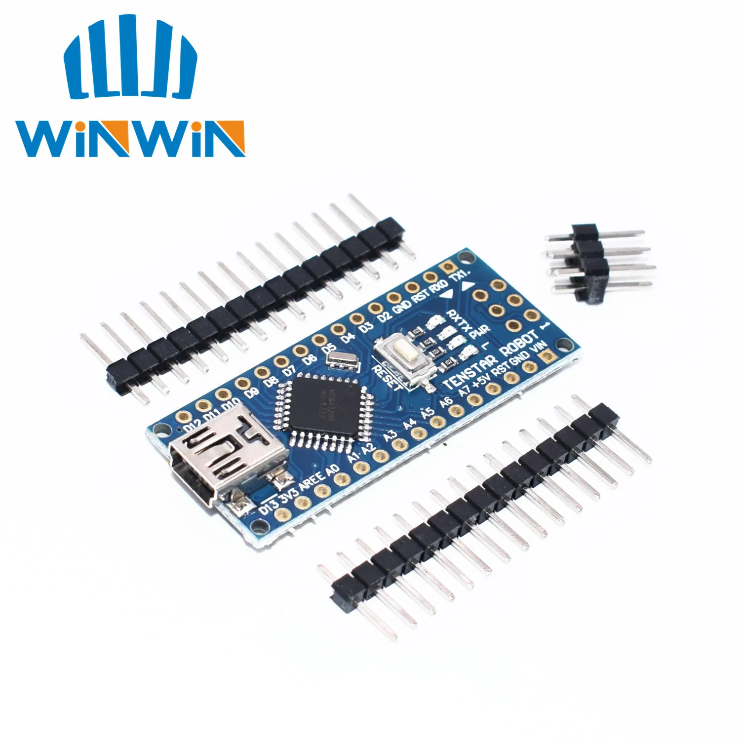 Синий 100 шт Nano V3.0 контроллер совместимый с nano CH340 USB драйвер без кабеля для arduino - Цвет: Синий