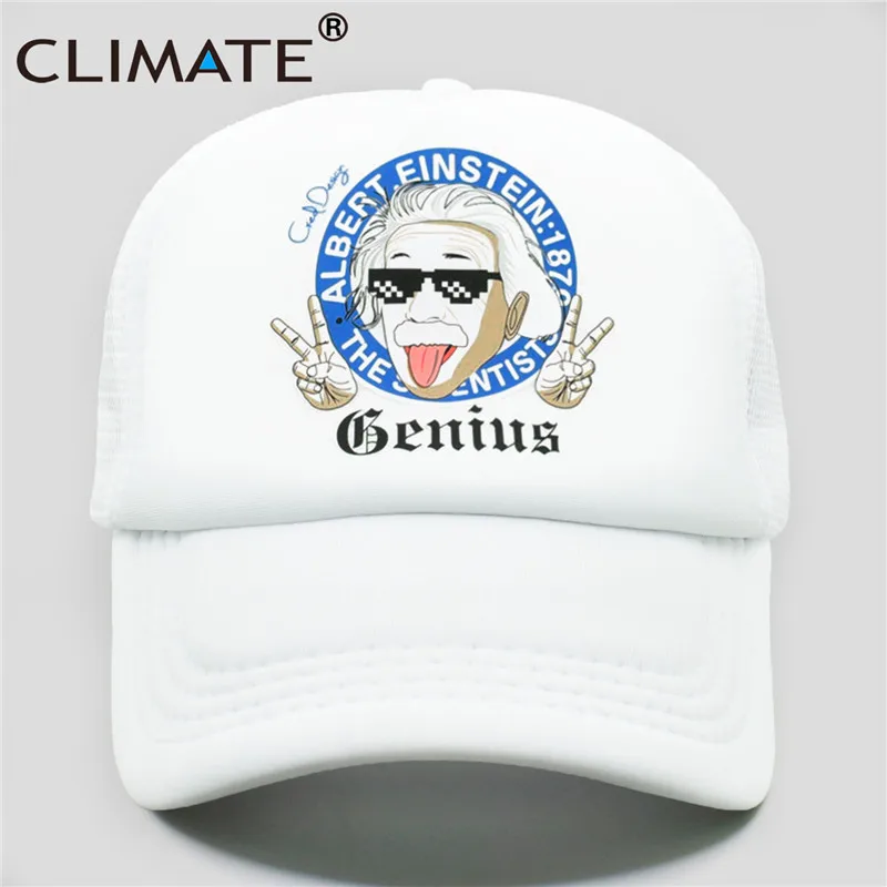 Full White Климат смешной Einstein Trcuker cap Relativism космическая относительная Галактическая шляпа Trcuker cap s Мужская Женская забавная крутая сетчатая Кепка Hat - Цвет: Full White