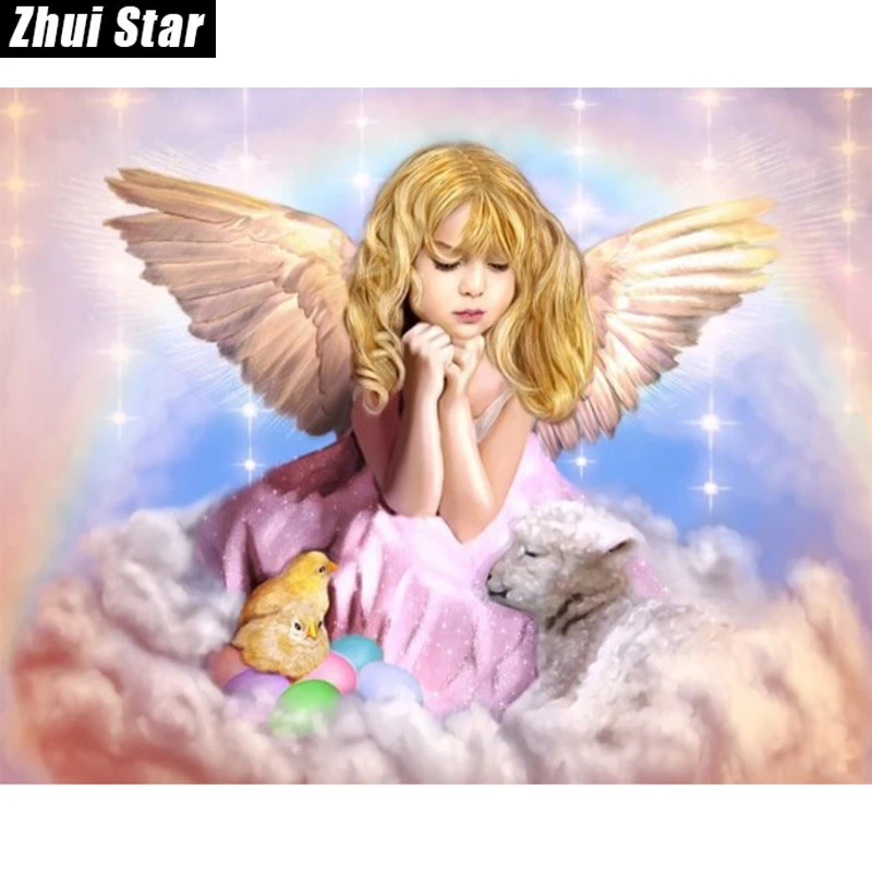 Полноразмерная Алмазная 5D картина сделай сам красивый маленький ангел вышивка