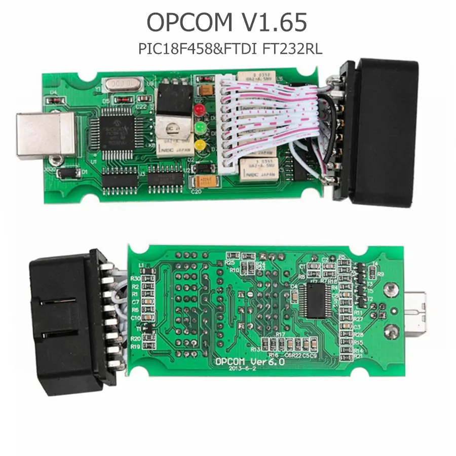 OPCOM V1.65 OBD2 CAN BUS считыватель кода для Opel OP COM obd2 Диагностический PIC18F458 FTDI FT232RL чип